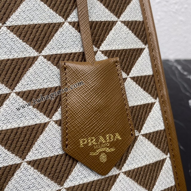 Prada專櫃新款刺繡織物包購物袋 1BA354中號 普拉達中號手提刺繡托特包 csp1152
